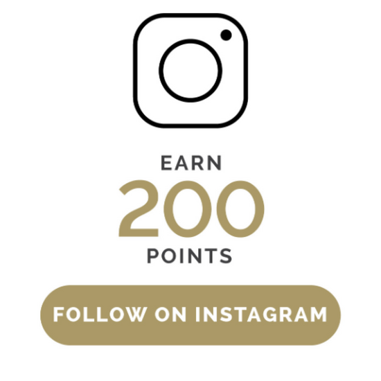 earn 200 points by following us on instagram
