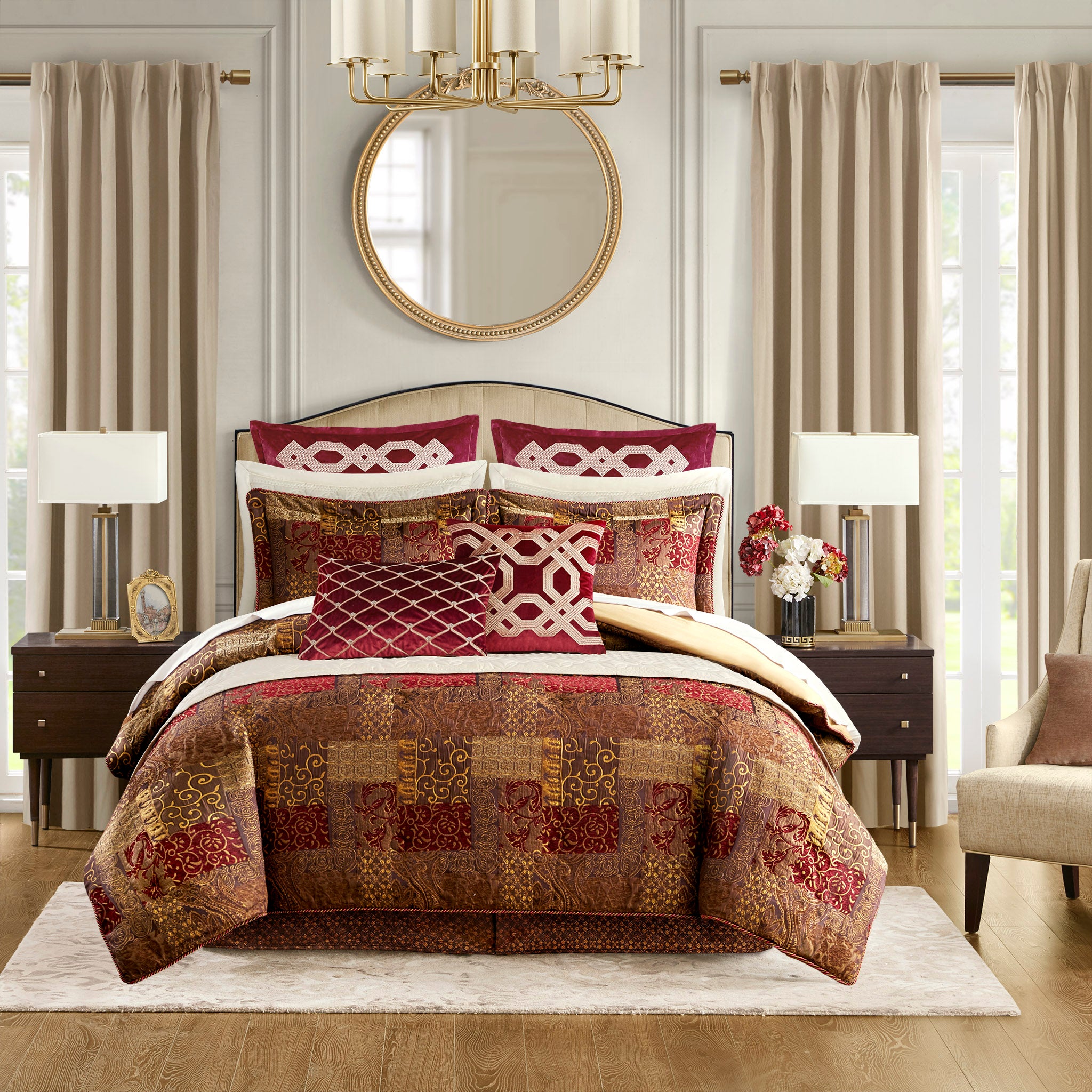 - 4 Galleria Adult/Fashion Comforter Bedding Online Piece Croscill Set – Store Red - Classics Croscill
