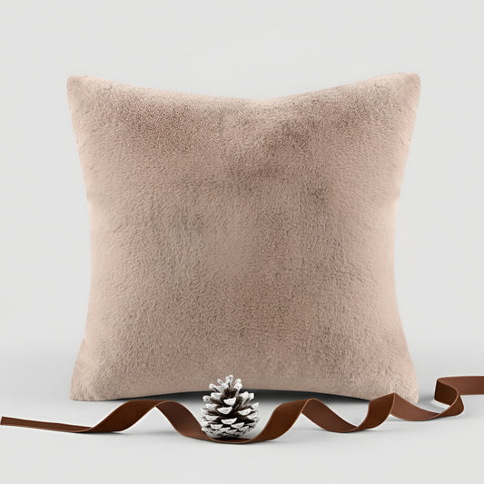 Sable Solid Faux Fur Square Decor Pillow
