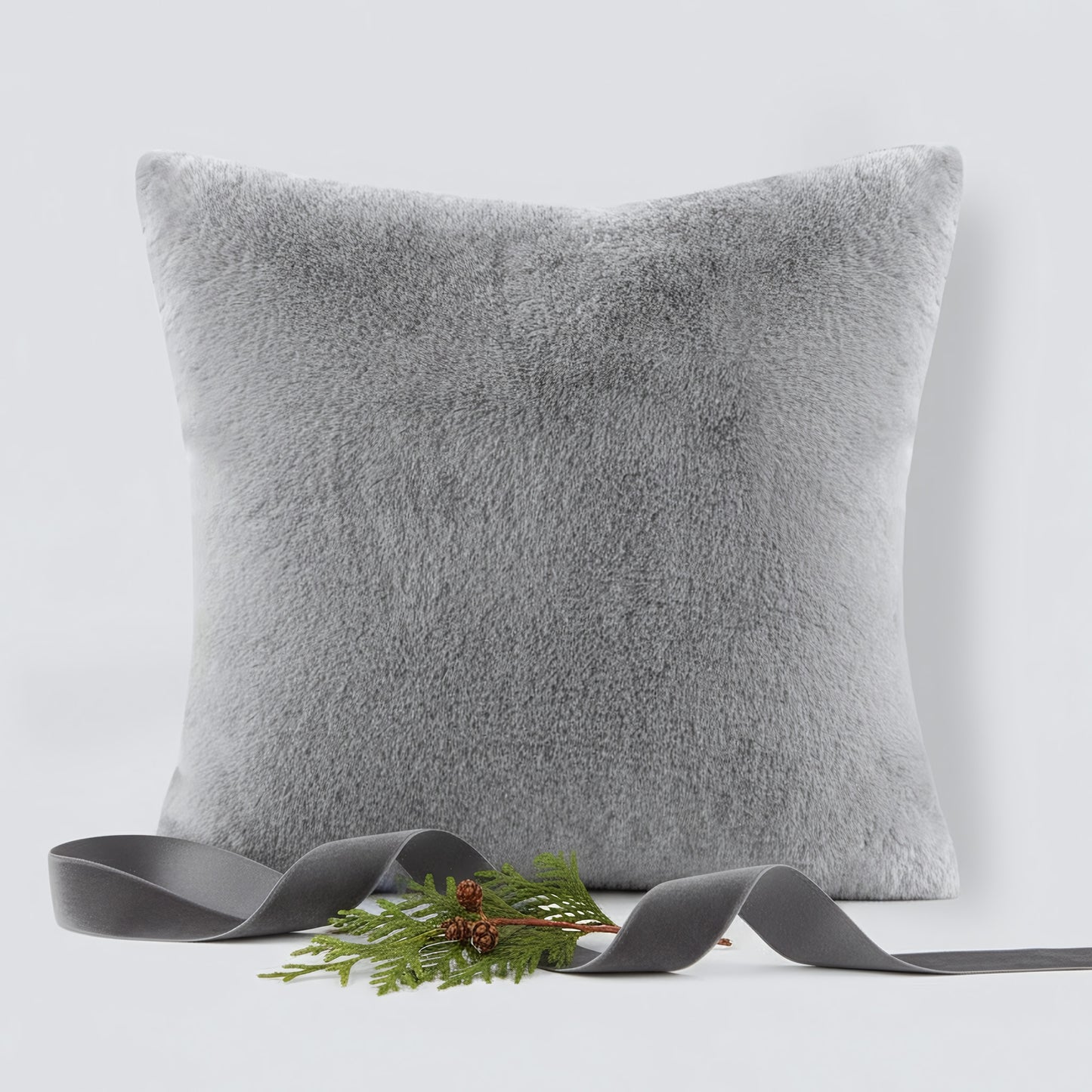 Sable Solid Faux Fur Square Decor Pillow
