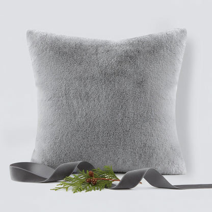 Sable Solid Faux Fur Square Decor Pillow