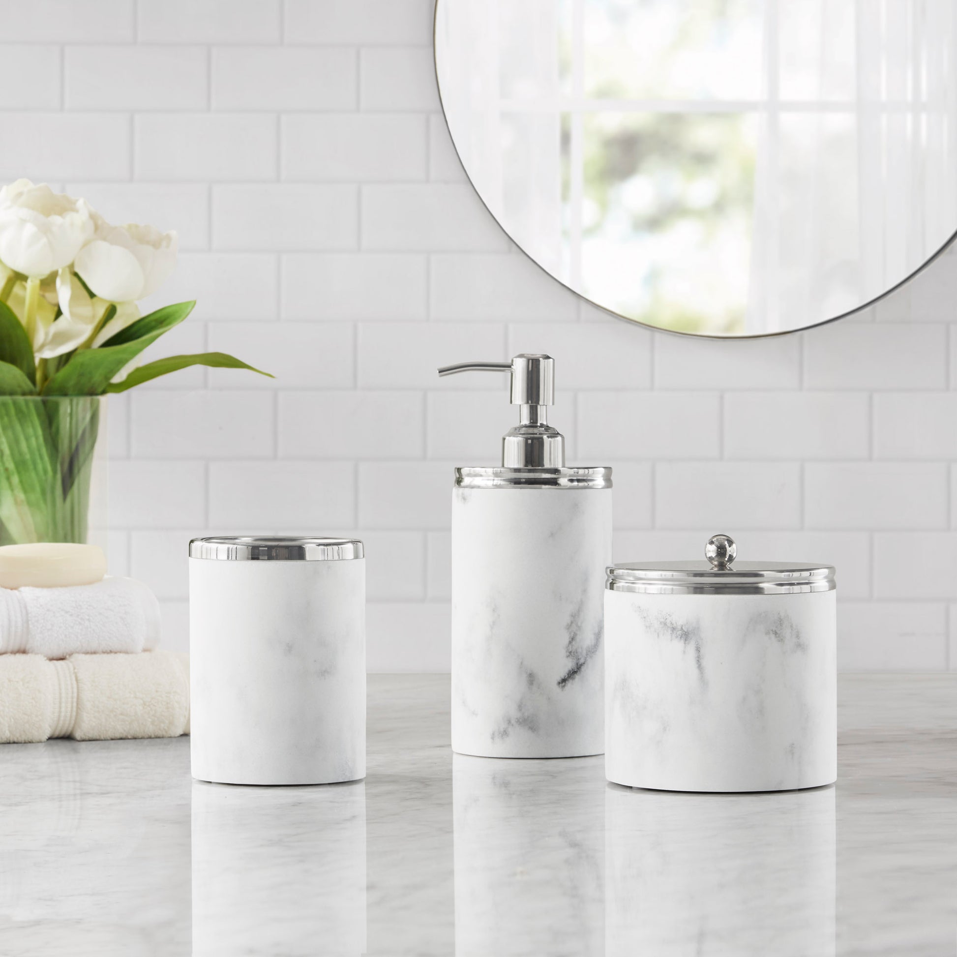 Croscil Silver Marbled Resin Tumbler