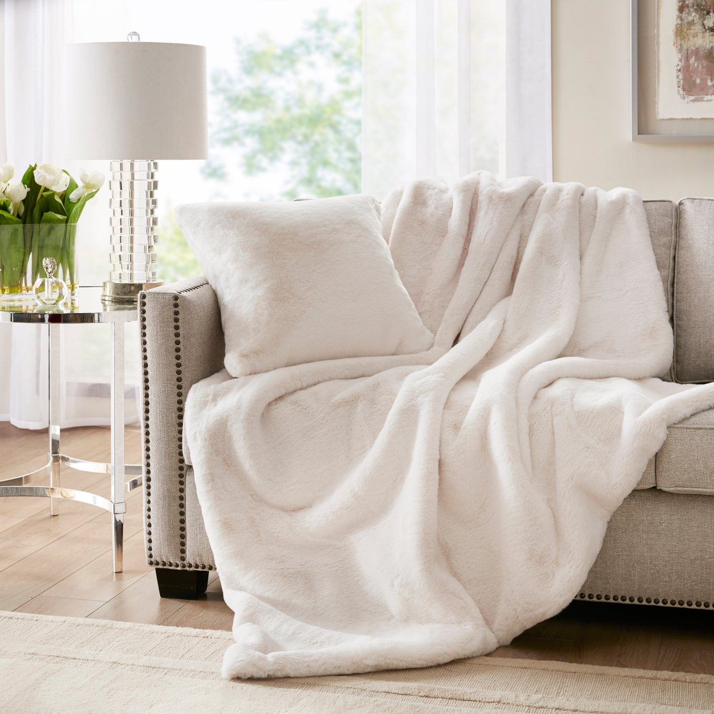 Croscil Solid Sable Fur Pillow with Zipper