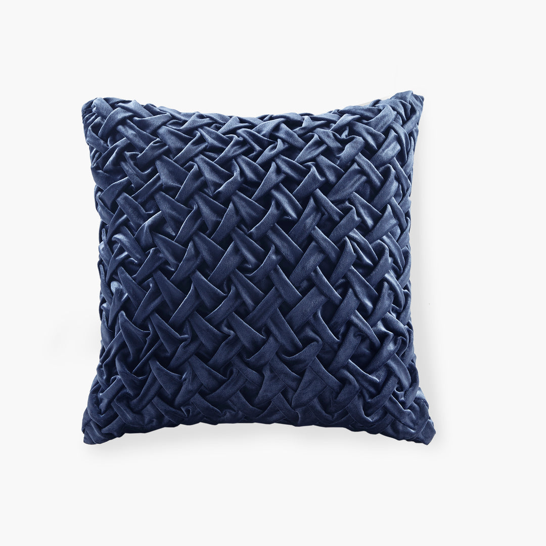 The HomeCentric Square Throw Pillow Cover – Blue Linen, Trellis Criss Cross Pattern, 16x16