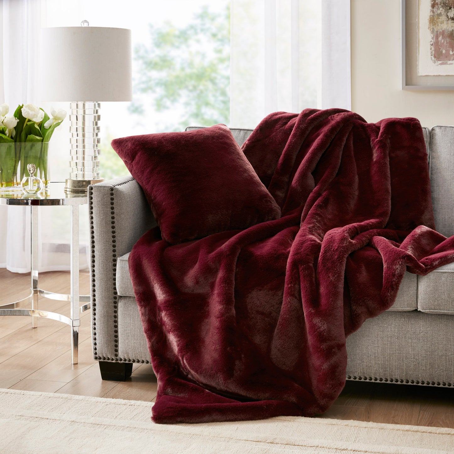 Croscil Solid Sable Fur Pillow with Zipper